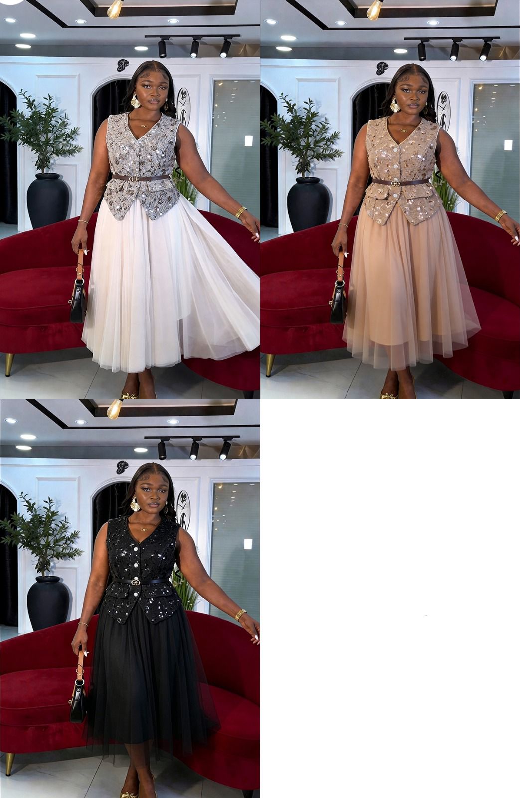 Shimmer Waistcoat & Skirt Set