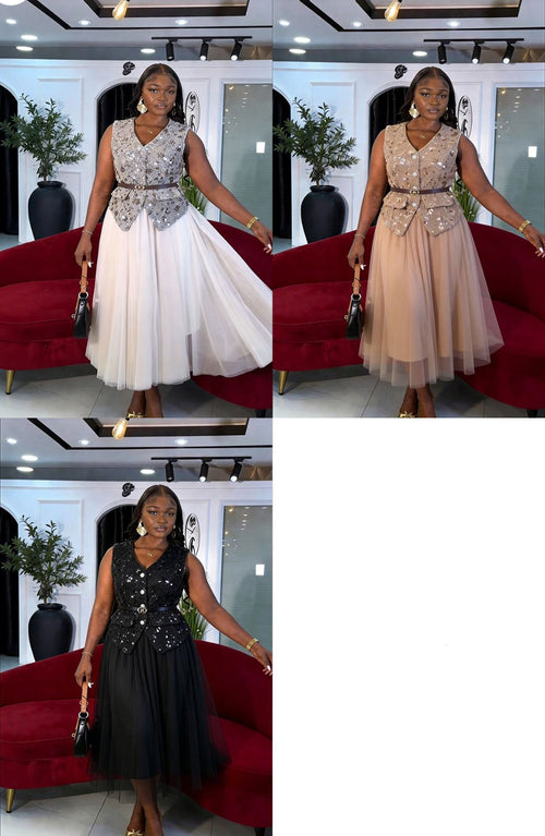 Shimmer Waistcoat & Skirt Set