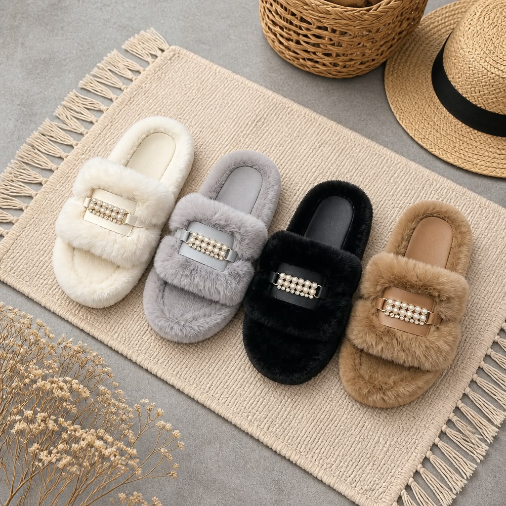 Pearl Fur Bed Slippers