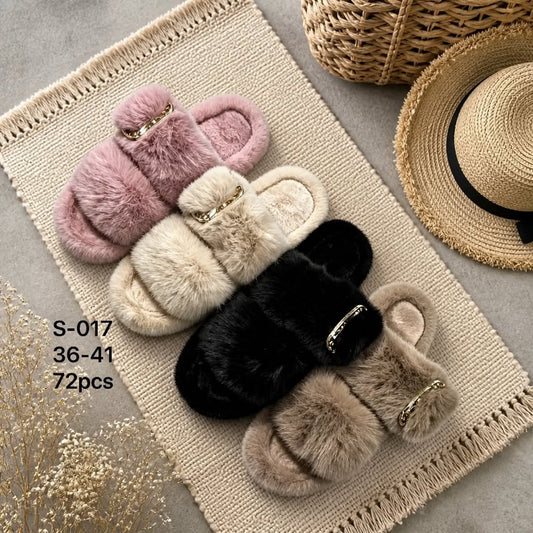 Fluffy Buckle Slipper
